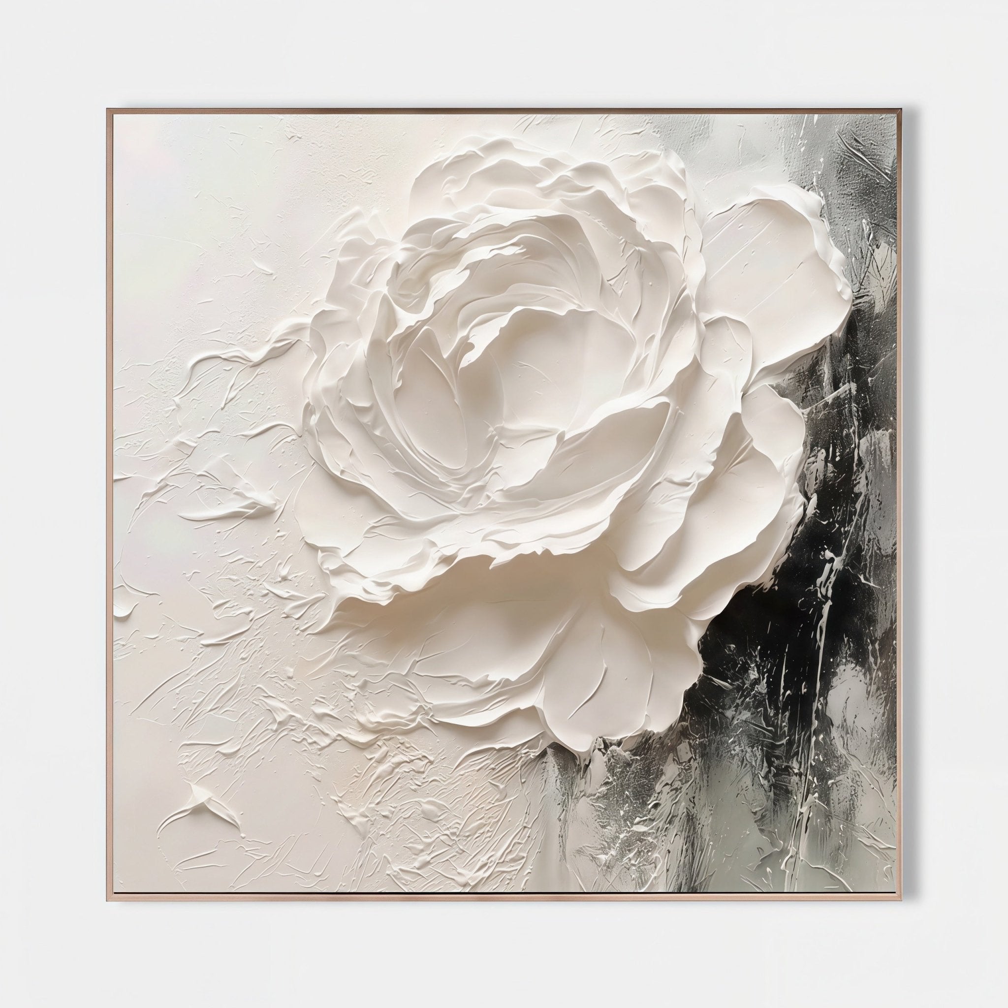 3D Heavy Texture White Floral Oil Painting CZ0089 - Viral Wall Art